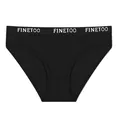 Breathable women's black ribbed cotton bikini panties with Finetoo logo waistband design - M / Briefs / Black