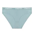 Premium light teal ribbed cotton bikini panties for women with white branded waistband - M / Briefs / Grey Blue