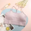 Ribbed seamless sports bra in pastel pink finish - S / Tops / Light Khaki (A003)