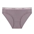 Mauve ribbed cotton bikini panties for women featuring a branded elastic waistband - Khaki