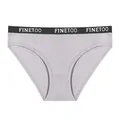 Breathable ribbed cotton bikini briefs in light purple with black elastic waistband - Light Khaki