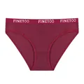 Women's ribbed cotton bikini briefs in burgundy red color with elastic waistband - Wine Red