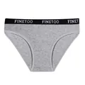 Grey ribbed cotton bikini panties with black branded elastic waistband - Heather Grey