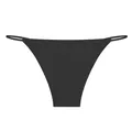 Ropa interior bikini sin costuras de talle bajo para mujer en negro sólido, suave - Negro
