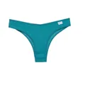 Comfortable teal waffle cotton thong featuring a low-waist design and brand label - S / Bottoms / Wood Green