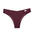 Premium maroon waffle cotton low-waist thong with Brazilian cut and FINETOO label - S / Bottoms / Grape Purple