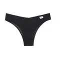 Elegant black waffle cotton low-rise thong underwear featuring a Finetoo brand tag - S / Bottoms / Black