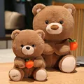Cute brown teddy bear plush toy set with persimmon decor for gift - 23cm