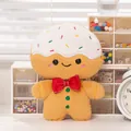 Soft and cute Christmas gingerbread man plush doll with cream head and red bow tie gift - 25cm / Original Flavor