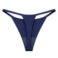 Perizoma premium senza cuciture in seta ghiaccio blu navy con cinturini regolabili - Blu scuro