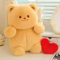 Cute yellow plush teddy bear with a red heart, soft toy gift for children - Yellow / 35CM