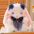 Süße weiße Plüschkaninchen-Puppe mit langen Ohren und dunkelblauem Lolita-Kleid - 20cm / Blau