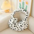 Schattige pluche kattentas met stippen, donzige dalmatiër onderarmtas voor dames in de winter - Schoudertas Stijl / Sneeuwluipaardprint
