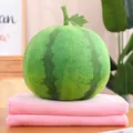 Morbido cuscino di peluche a forma di anguria con set di coperte in pile rosa piegate - Stile 2-in-1 / 30cm