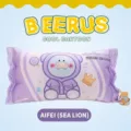 Long cooling bean body pillow in purple featuring a cute cartoon sea lion character print - Sea Lion Shape