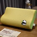 Comfortable yellow waffle knit cooling memory foam pillow with cute panda embroidery - 50x30x10cm / Panda