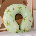 Almohada de viaje en forma de U de seda de hielo con estampado de cocoteros verdes - Coco / 30*30cm