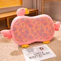 Suave cojín con forma de ganso rosa y tela jacquard floral para siestas en la oficina y soporte - Rosa Rocio