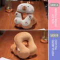 Dual-sided cartoon animal nap pillow with waffle ice silk and soft crystal plush details. - Capybara