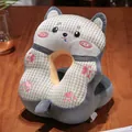 Detail view of cartoon husky nap pillow with breathable waffle fabric texture - Husky