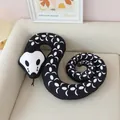 Detailed view of black plush snake toy with white crescent patterns and skull head - Skull Snake / 60CM / Black
