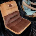 Comfortable thick plush bear-themed car seat cushion for winter warmth in brown and tan - Front Seat Cushion - Capybara