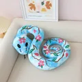 Close-up of blue plush snake toy featuring pink blossom patterns and soft texture - Peach Blossom Snake / 60CM / Blue