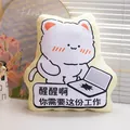 Lindo cojín de oficina con forma de gato blanco y texto motivacional chino de trabajo - Gato Despierta Necesitas Trabajo / 40-50CM (0.4kg)