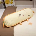 Langes Toastbrot Plüschkissen mit süßem Gesicht und Wabenstruktur - Frecher Stil / 60cm (Eisbohnen-Stoff)