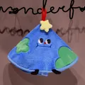 Niedliches blaues Hängehandtuch mit Cartoon-Gesicht und gelbem Stern - Blauer Planet