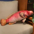 Cojín de peluche realista con forma de pez tropical rojo para decoración de sofás - Estilo Pez Ballesta Titán (Estilo F) / 50cm