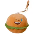 Lindo llavero de hamburguesa de peluche sonriente con clip metálico para mochilas - 7cm / Naranja