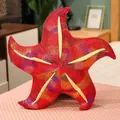 Vibrant red starfish plush pillow with shimmering scale texture and yellow ridges - 45cm / Red