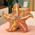 Soft colorful starfish plush pillow with rainbow dot pattern and yellow accents - 45cm / Yellow