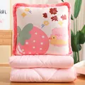 Lindo cojín decorativo rosa 2 en 1 con estampado de fresa y cerdo y manta de aire acondicionado - 40 cm / Fresa Rosa