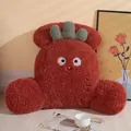 Cozy sherpa backrest pillow for office chair with cute character face in reddish-brown - 50cm / Carrot