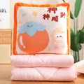 Cojín manta 2 en 1 con lindo estampado de frutas para siesta en oficina o para sofá - 40 cm / Caqui Naranja