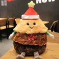 Adorable Christmas gingerbread man plush toy with Santa hat sitting on a wooden table - Gingerbread Man (Glowing Singing) / 45cm