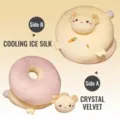 Cute cartoon bunny nap pillow with cooling ice silk and soft crystal velvet sides - 25*30cm / Lamb