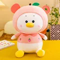 Cute cartoon duck plush toy wearing a pink strawberry hoodie hat SKU variant doll - Pink / 45cm