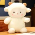 Cute plush sheep doll in white with pink blush, soft animal stuffed toy for kids - Classic Style