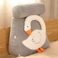 Grey triangular fleece backrest pillow with cute white cartoon goose decoration - 40x40x20cm / Gray