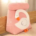 Pink cartoon swan plush triangle backrest pillow for cozy bed and sofa back support - 40x40x20cm / Pink