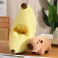Simpatico peluche di capibara con creativa cuccia a forma di banana per arredamento - Capibara Grande 30cm + Cuscino Frutta Grande 45cm / Banana