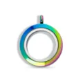 25mm rainbow iridescent stainless steel floating glass locket pendant charm - Round Smooth Locket Pendant / 25mm Screw Opening Style / Rainbow