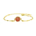 12mm gold stainless steel aromatherapy bracelet with red rose locket - Rose Pattern (012-2) / 12mm / Gold