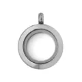 Polished 25mm round stainless steel floating glass locket pendant for DIY charms - Round Smooth Locket Pendant / 25mm Screw Opening Style / Steel