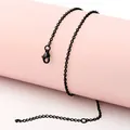 Close-up detail of black stainless steel flat cross chain necklace with lobster clasp - Cable Chain / 45+5cm (1.6mm/2.5mm) / Black