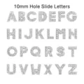 Full set of 10mm silver rhinestone alphabet slide charms for DIY jewelry making - A-Z Set (26 Pcs/Pack) / Chrome Rhinestone