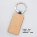 Rectangular wooden keychain pendant with natural wood grain for DIY crafting - Rectangle Wooden Keychain (WH002) / 1 Piece (9x3cm)